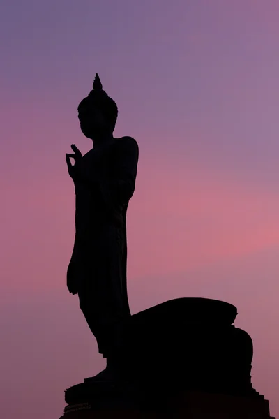 siluet big buddha heykeli alacakaranlık arka plan üzerinde