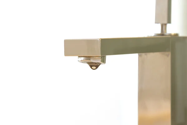 Small water drop on faucet closeup — Stock Photo, Image