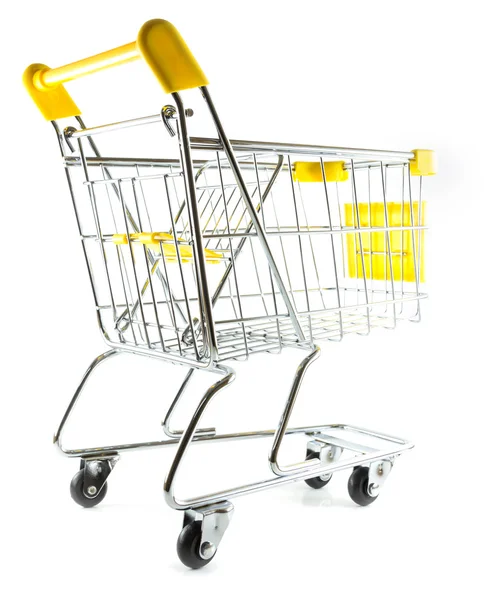 Back view shopping cart on white background — Stock Photo, Image