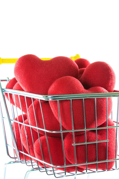 Alışveriş sepeti kavramı kırmızı kalp — Stok fotoğraf