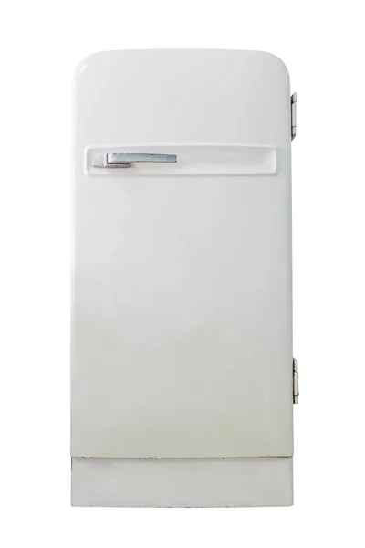 Old white retro refrigerator on isolated — Stock Photo, Image