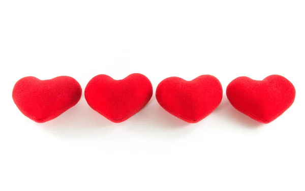 Satır hizalama içinde kırmızı Kalpler — Stok fotoğraf