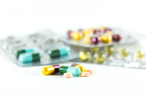 Group of pills on white background — Stock Photo, Image