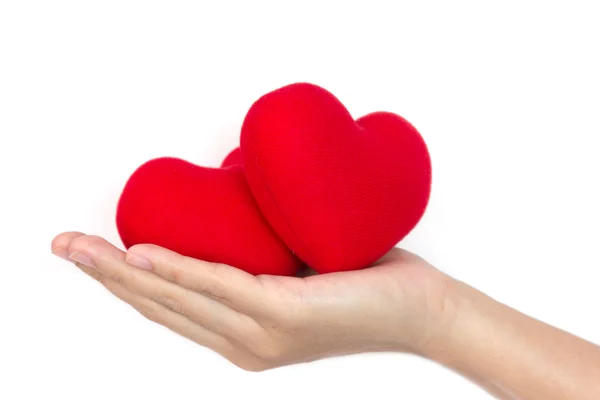 Duas formas de coração na mão — Fotografia de Stock