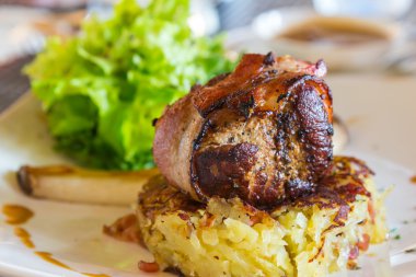 Pork fillet mignon grilled closeup