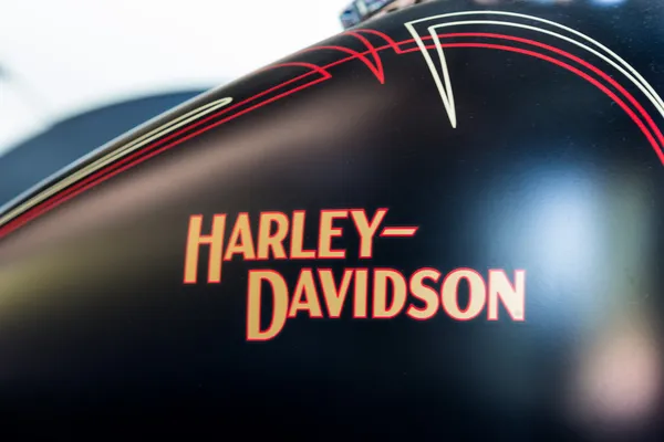 Marca registrada Harley-Davidson no tanque de combustível — Fotografia de Stock