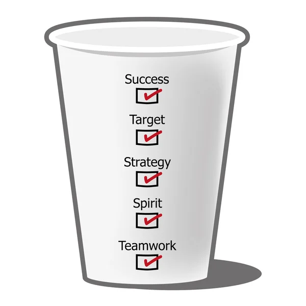 Concepto de éxito con el diseño vectorial taza de café — Vector de stock