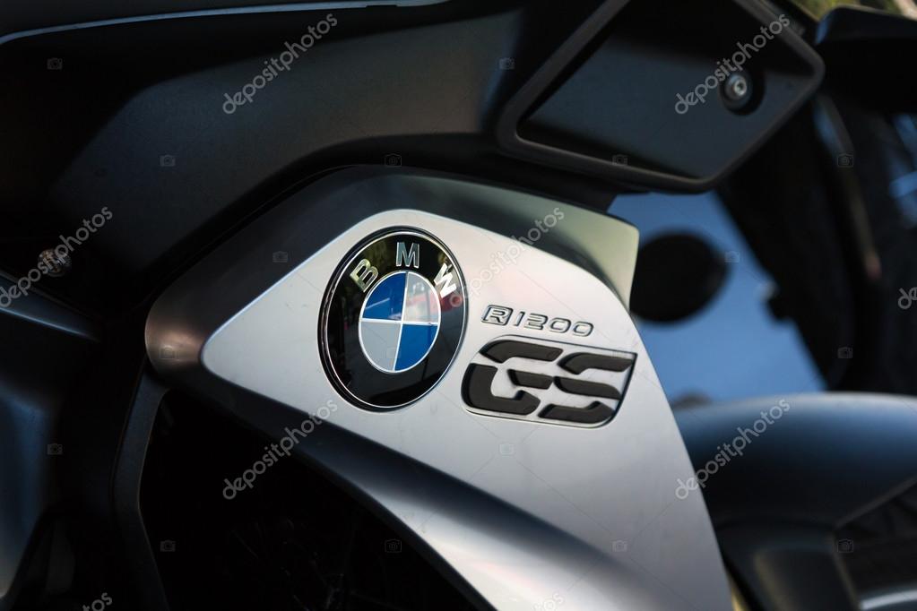 CHIANG-RAI, THAILAND-JAN 10, 2014: BMW logo on motorcycle model is R 1200 GS Develop the concept Grand Touring Enduro high performance for off-road, on-road