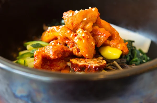 韩国料理与饲料特写 — 图库照片