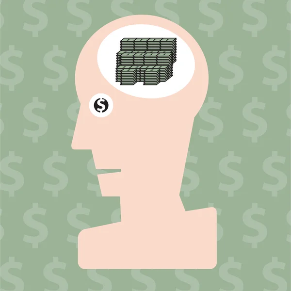 Hombre y dinero en concepto de cabeza — Vector de stock