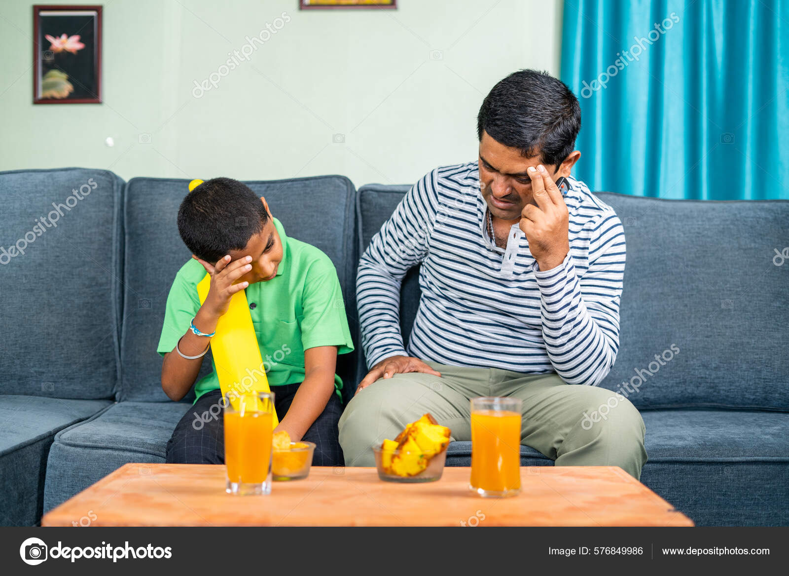 Father Son Got Upset While Watching Live Cricket Game Home Stock Photo by ©Lakshmiprasad 576849986
