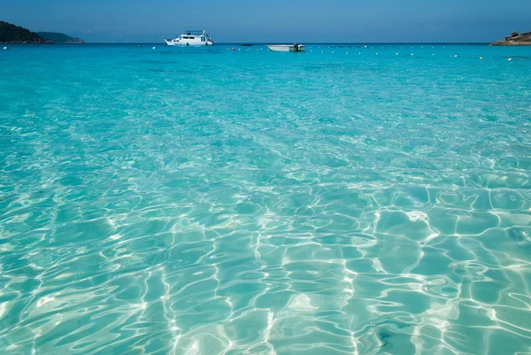 Blue sea and ship — Stock Photo, Image