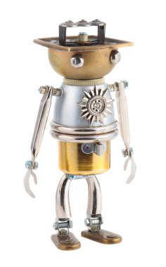 Steampunk robot. Cyberpunk tarzı. krom ve Tunç parçaları.
