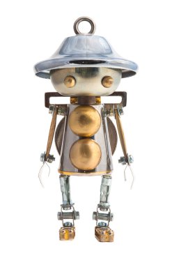 Steampunk robot. Cyberpunk tarzı. krom ve Tunç parçaları.
