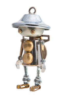 Steampunk robot. Cyberpunk tarzı. krom ve Tunç parçaları.