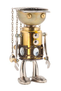 Steampunk robot. Cyberpunk tarzı. krom ve Tunç parçaları.