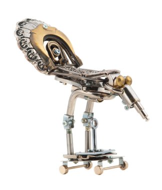 Steampunk kuş. krom ve Tunç parçaları.