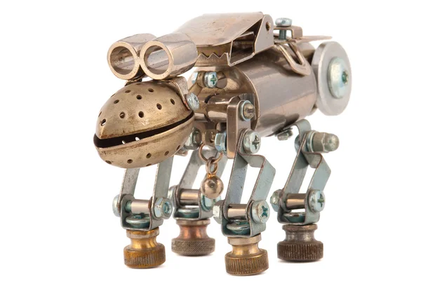 Robot Steampunk aislado en blanco. Piezas de bronce . —  Fotos de Stock