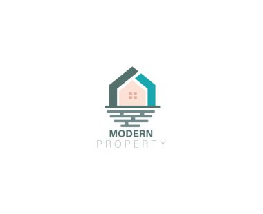 Soyut Dalga ve Ev Logosu Tasarımı. Yaratıcı & Modern Plaj emlak logosu tasarımı.