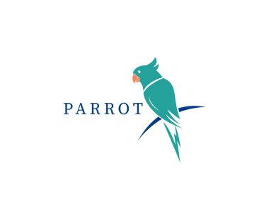 Papağan kuşlarının logo tasarımının çizim vektörü. Papağan logo tasarımı vektörü.