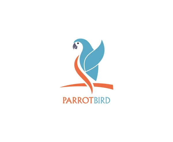 オレンジと青の色のロゴを持つモダンでシンプルなオウムの鳥 抽象的なエンブレム デザインコンセプト — ストックベクタ