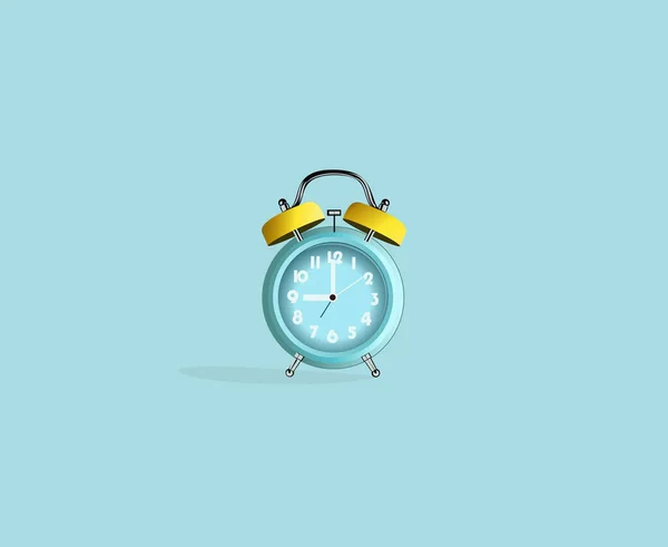 Design Realista Logotipo Relógio Alarme Relógio Mesa Azul Claro Relógio — Vetor de Stock