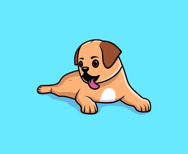Lindo Perro Sentado Ilustración Vectorial Estilo Dibujos Animados Piso Icono — Vector de stock