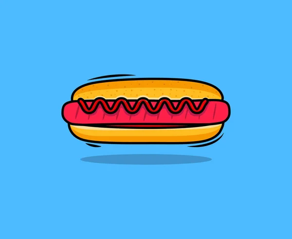 Hotdog Fast Food Vector Icon Illustration Food Object Icon Concept — Stock Vector