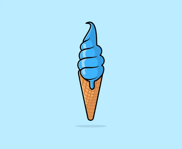 Süß Schmelzendes Eis Kegel Cartoon Vektor Illustration Eis Waffelkegel Ikone — Stockvektor