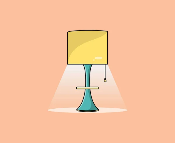 Colorful Table Lamp Desk Working Table Vector Design Flat Cartoon — Stock Vector
