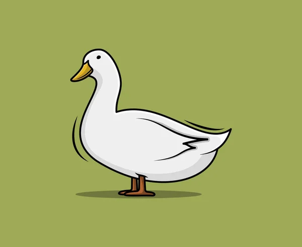 Mignon Personnage Oiseau Canard Blanc Pour Illustration Vectorielle Dessin Animé — Image vectorielle