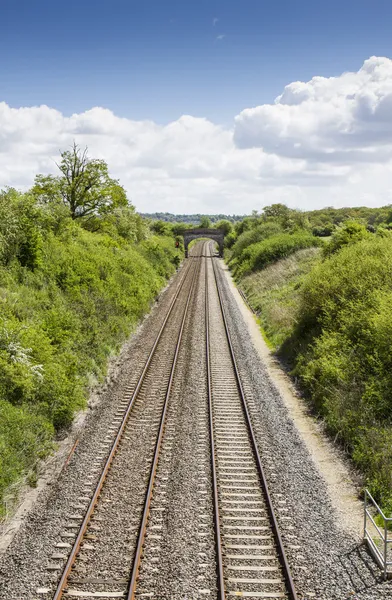 Due binari ferroviari visti dall'alto — Foto Stock