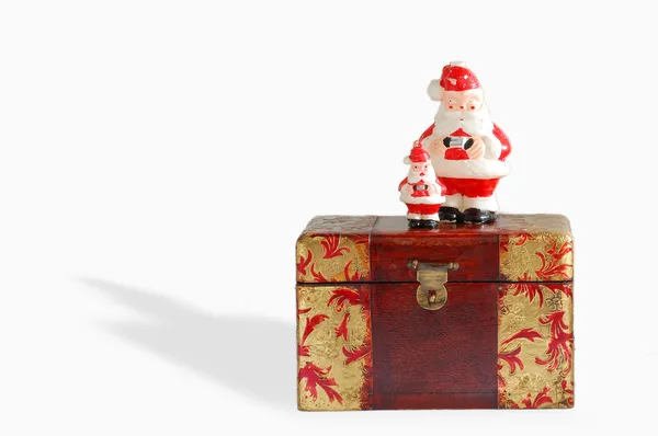 CAJA CON SANTA CLAUS — Foto de Stock