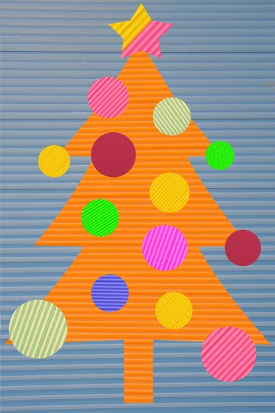 Árbol Abeto Navidad Con Bolas Colores Sobre Fondo Azul Creado —  Fotos de Stock