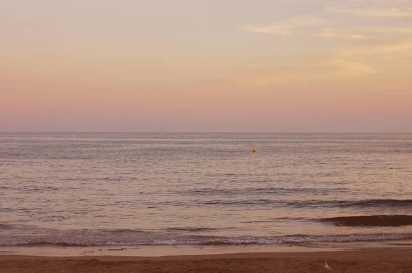 Sitges Beach Sunset Calm Coral Color — Stockfoto