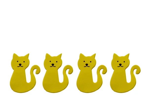 Border Yellow Cats Rubber Eva Isolated White Background — Stock Photo, Image