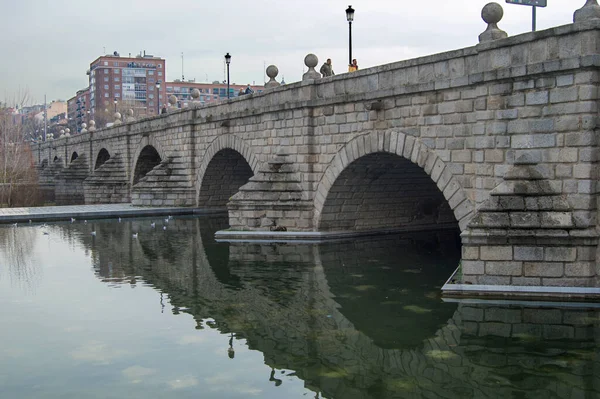 Ponte Segovia Sul Fiume Manzanares Madrid Spagna — Foto Stock