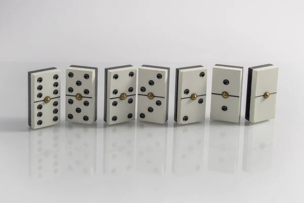 Several Domino Tiles Reflection White Background — Stock Photo, Image