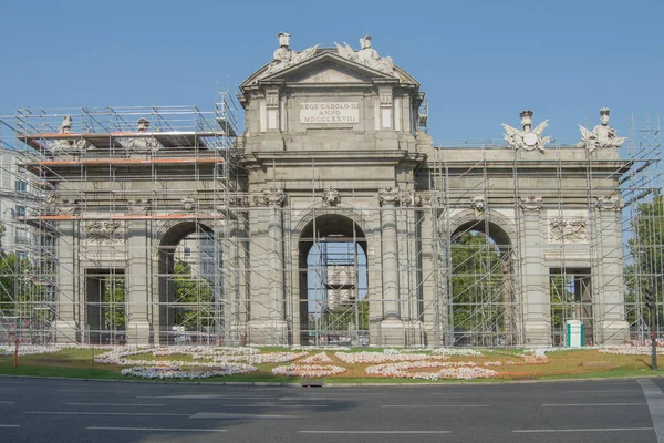 Alcala Henares Gate Scaffolding Its Restoration — Foto de Stock