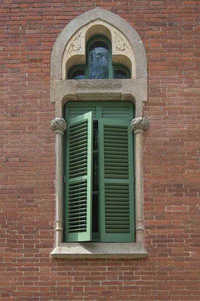 Modernist Window Brick Facade One Modernist Pavilions Santa Creu San — Foto Stock