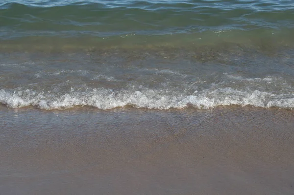 Background Wave White Foam Reaching Beach Barcelona Spain — Stockfoto