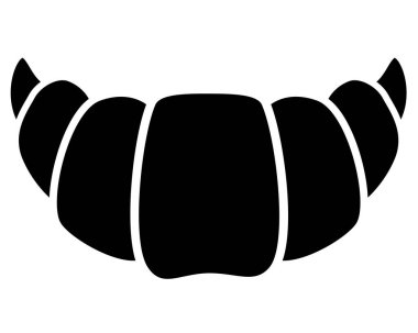 Kruvasan - pişmiş ürün, somun - logo veya rozet için vektör silueti çizimi. Kruvasan - hamur aperatifi ile dolgulu siluet