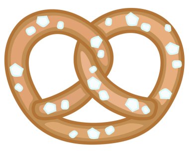 Simit - pişmiş ürün - logo veya rozet için tam renkli tasvir. Tuzlu Brezel - Geleneksel Alman yemeği.