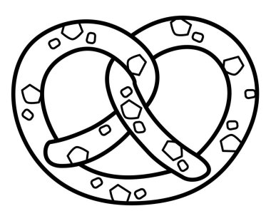 Simit - fırınlanmış ürün - logo veya işaret boyama için vektör doğrusal çizim. Özet geç. Tuzlu Brezel - Boyama için geleneksel Alman yemeği atıştırmalığı.