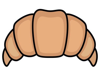 Kruvasan - pişmiş ürün, çörek - vektör tam renk çizimi. Kruvasan - renkli resimli hamur çerezi