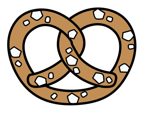 Salted Pretzel - baked product - vector full color illustration for logo or badge. Brezel - Traditional German meal salt pastry snack colored element for pictogram or icon.