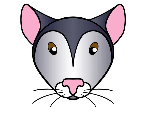 ネズミ マウスやラットのかわいい銃口 ベクトルの子供の本や商品のフルカラー画像 灰色のマウスの喉は漫画の画像です — ストックベクタ
