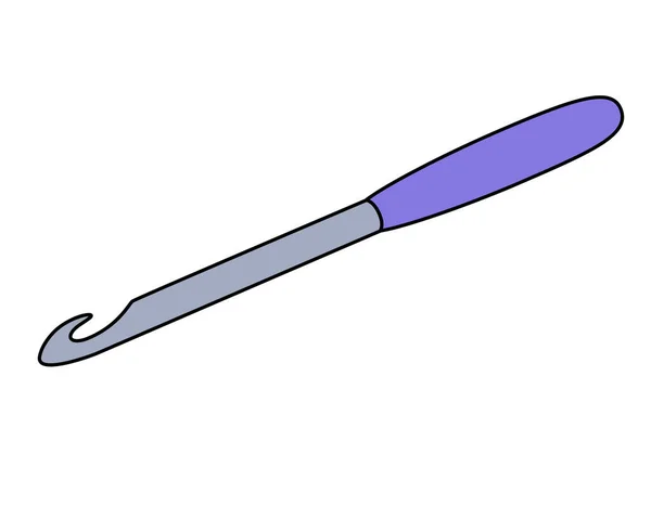 钩针矢量全彩色插图 钩子是一种手工工具 针织工具 — 图库矢量图片