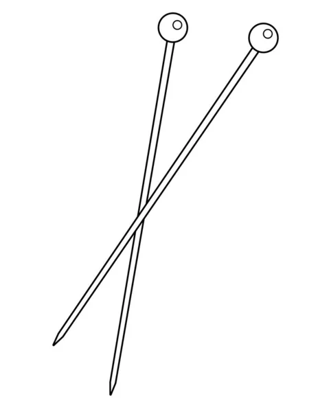 Kötőtűk Kötőtűk Vektor Lineáris Illusztráció Színezéshez Vagy Logóhoz Kézzel Készített — Stock Vector