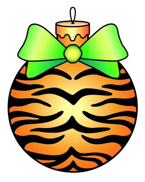 Boule Noël Avec Bandes Tigre Arc Vecteur Polychrome Boule Verre — Image vectorielle